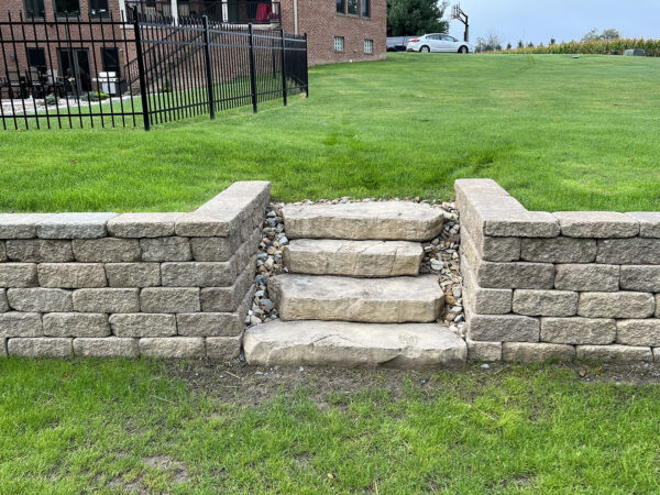 stone steps in a retaining wall